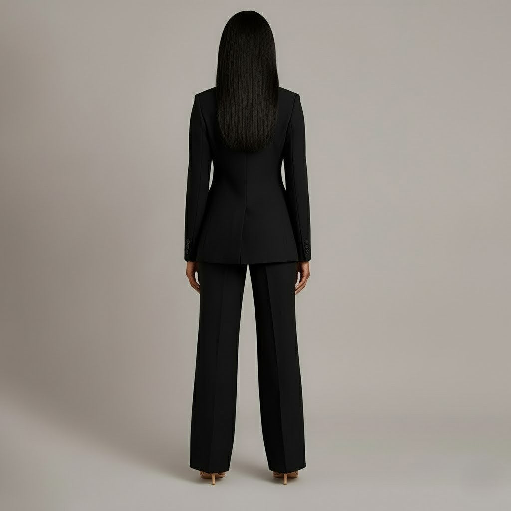 Women’s Blazer and Wide Leg Trousers Set | Button Front