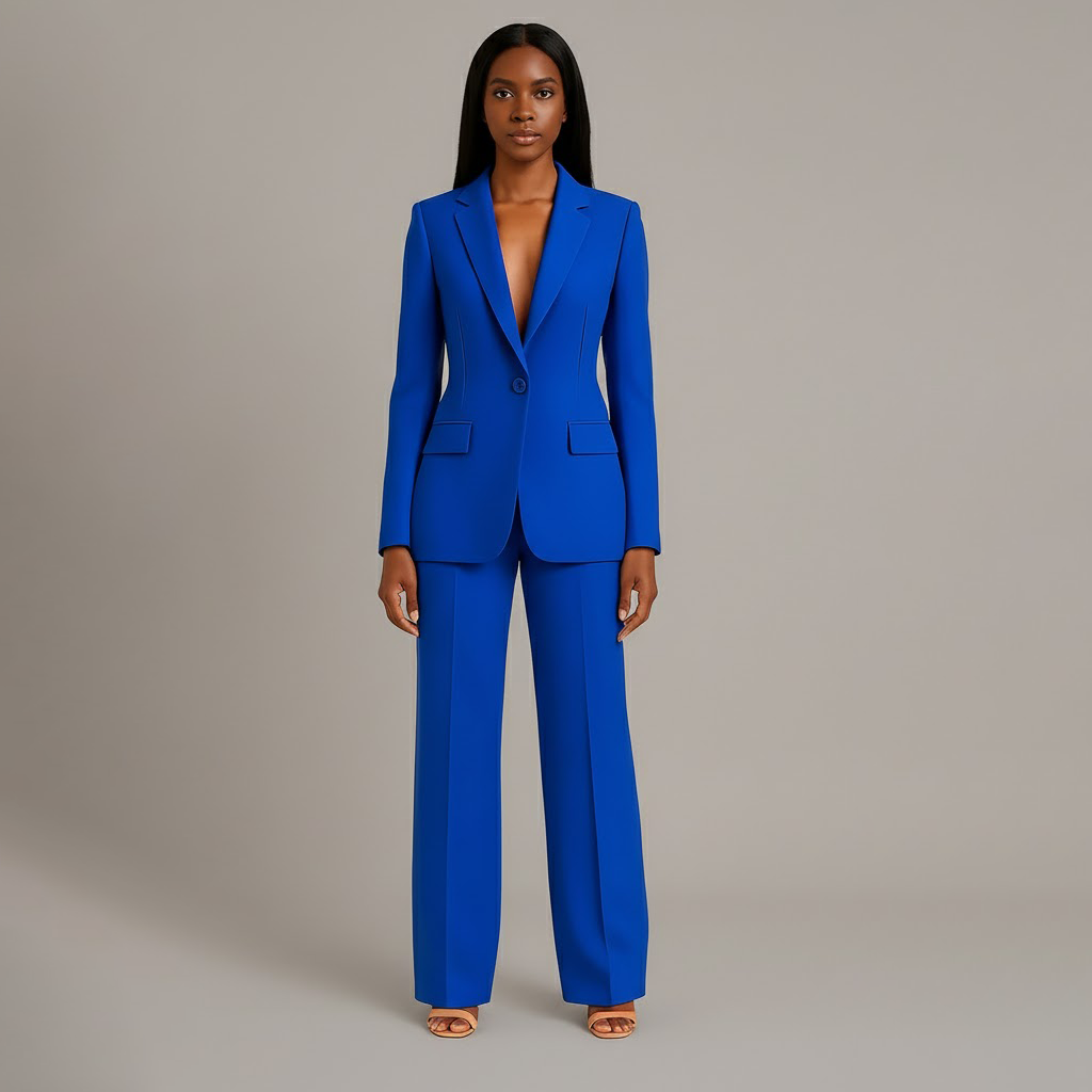 Women’s Blazer and Wide Leg Trousers Set | Button Front
