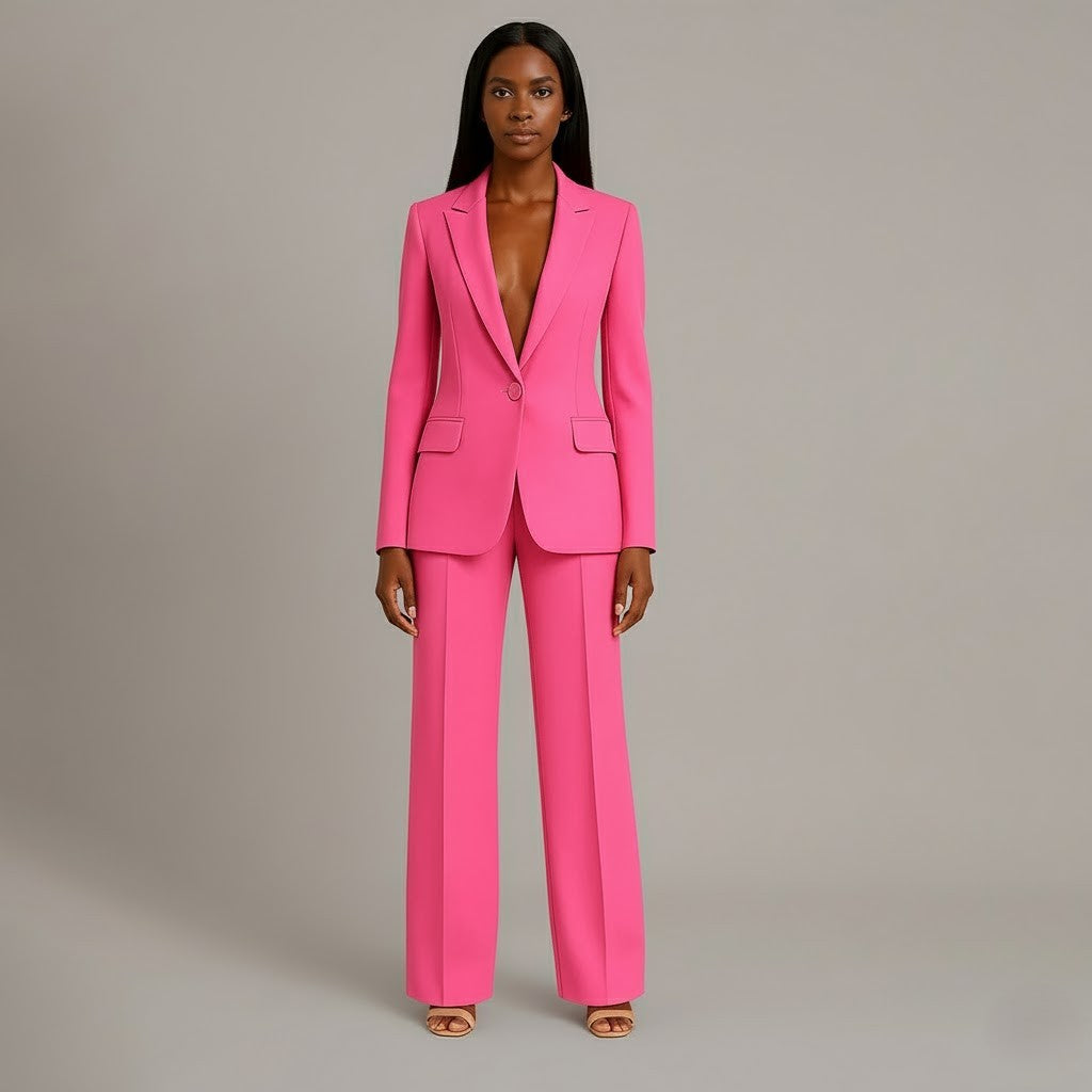 Women’s Blazer and Wide Leg Trousers Set | Button Front
