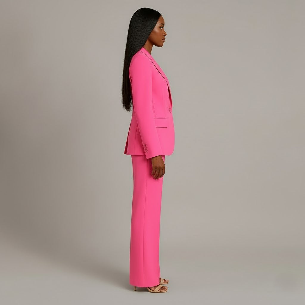 Women’s Blazer and Wide Leg Trousers Set | Button Front