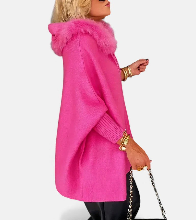 Women's Casual Hooded Coat with Front Pockets and Zip Closure