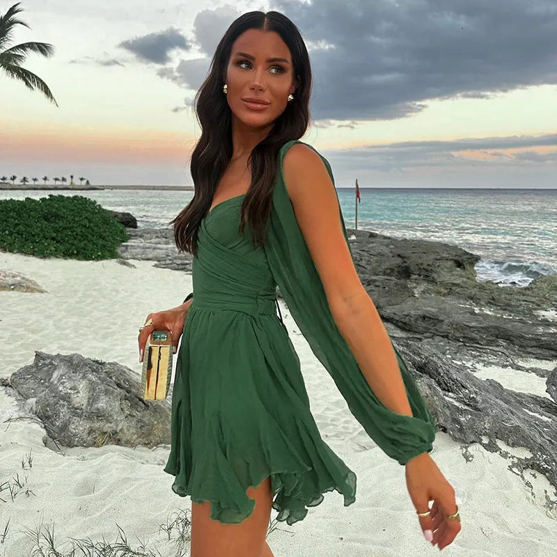Women’s Deep V-Neck Long Sleeve Dress | Mini