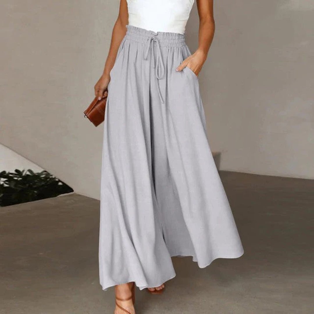 Women's High Waist Wide Leg Trousers with Smocked Waist and Relaxed Fit