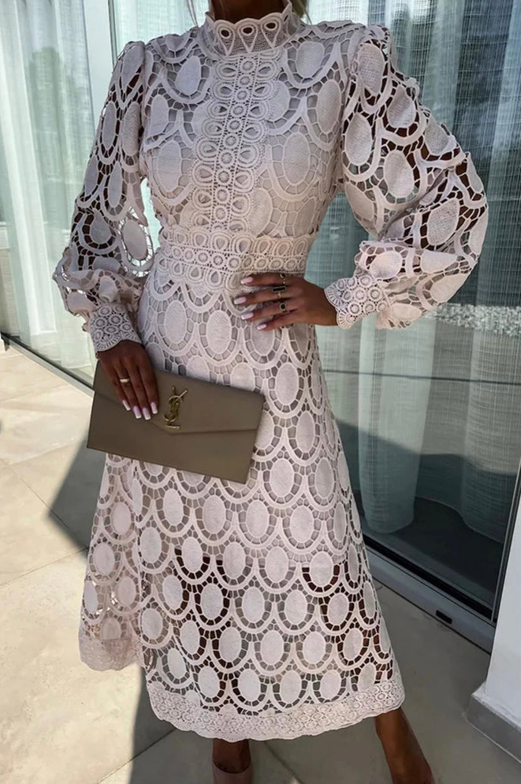Women's Lace Dress with Intricate Design and Classic Fit