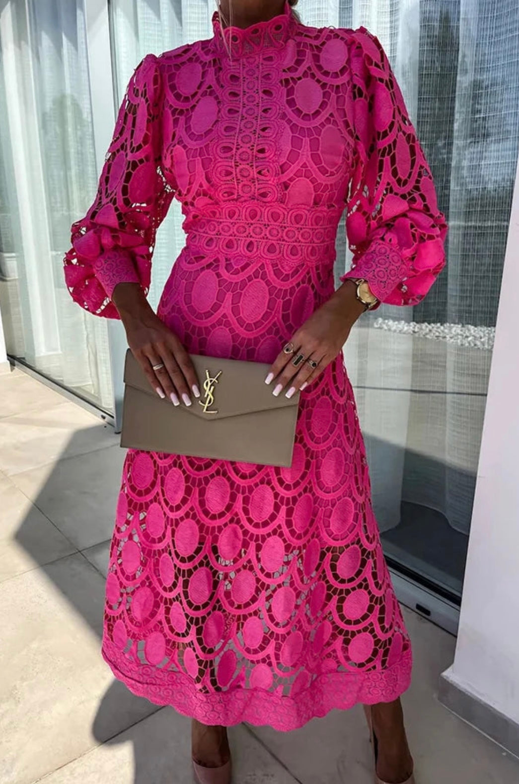 Women's Lace Dress with Intricate Design and Classic Fit