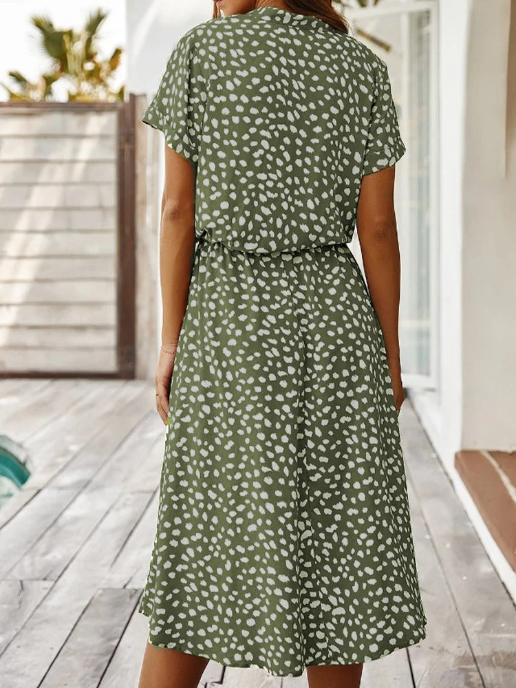 Women's Summer Dress with Adjustable Straps and Flowing Skirt