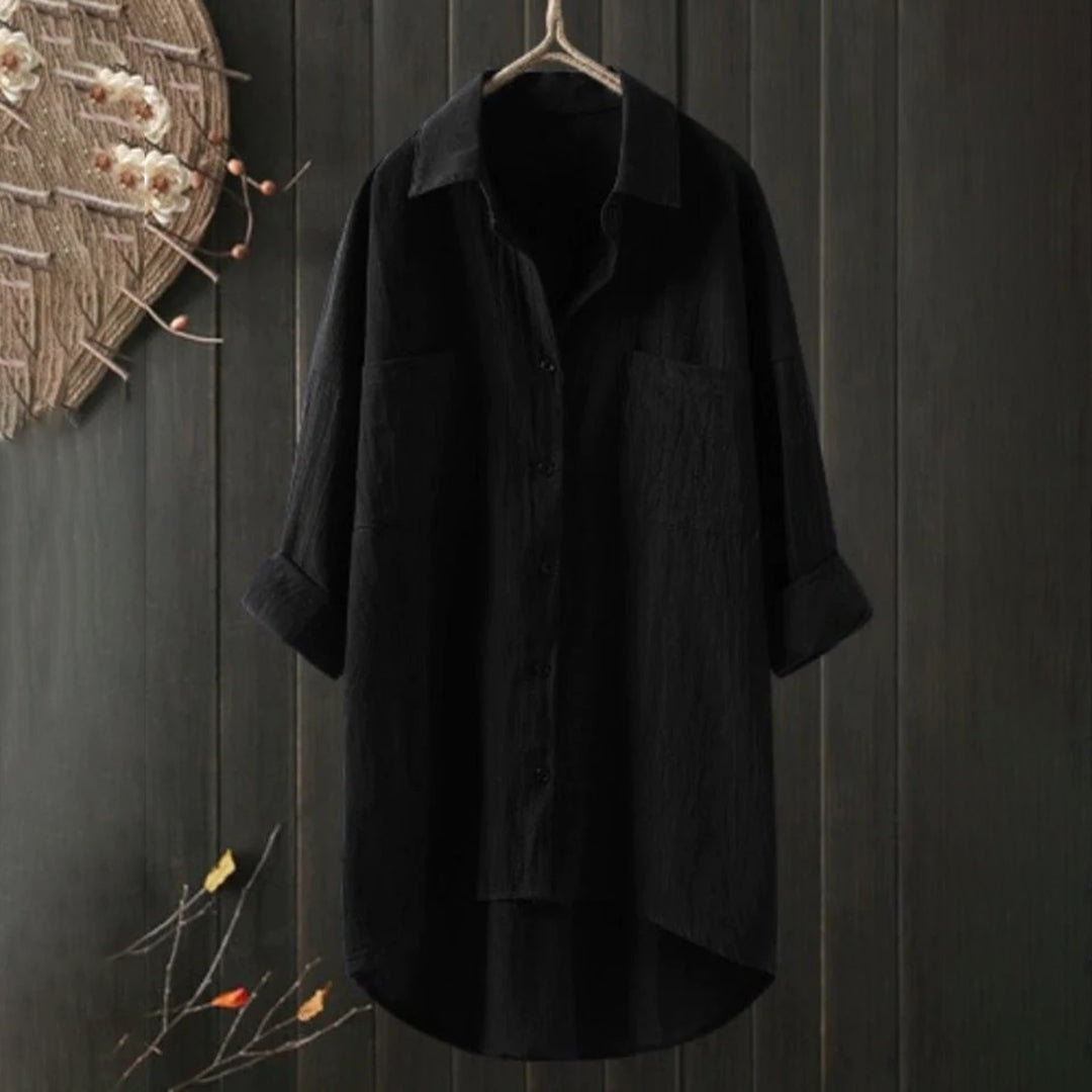 Women’s Long Shirt Blouse | Front Pocket Design