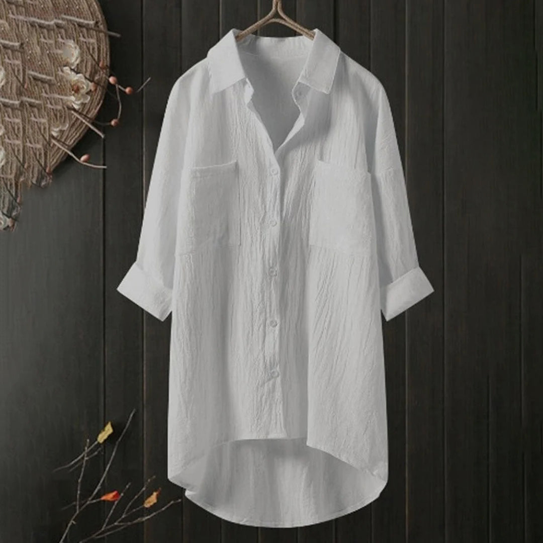 Women’s Long Shirt Blouse | Front Pocket Design