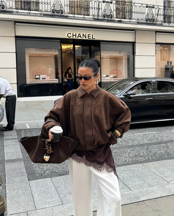 Jacket Women - Oversized Relaxed Jacket with Dropped Shoulders