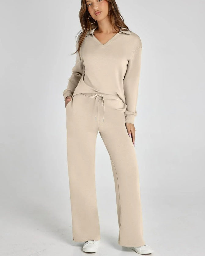 Women’s Two-Piece Suit Set | Zipper Sweater and Pants