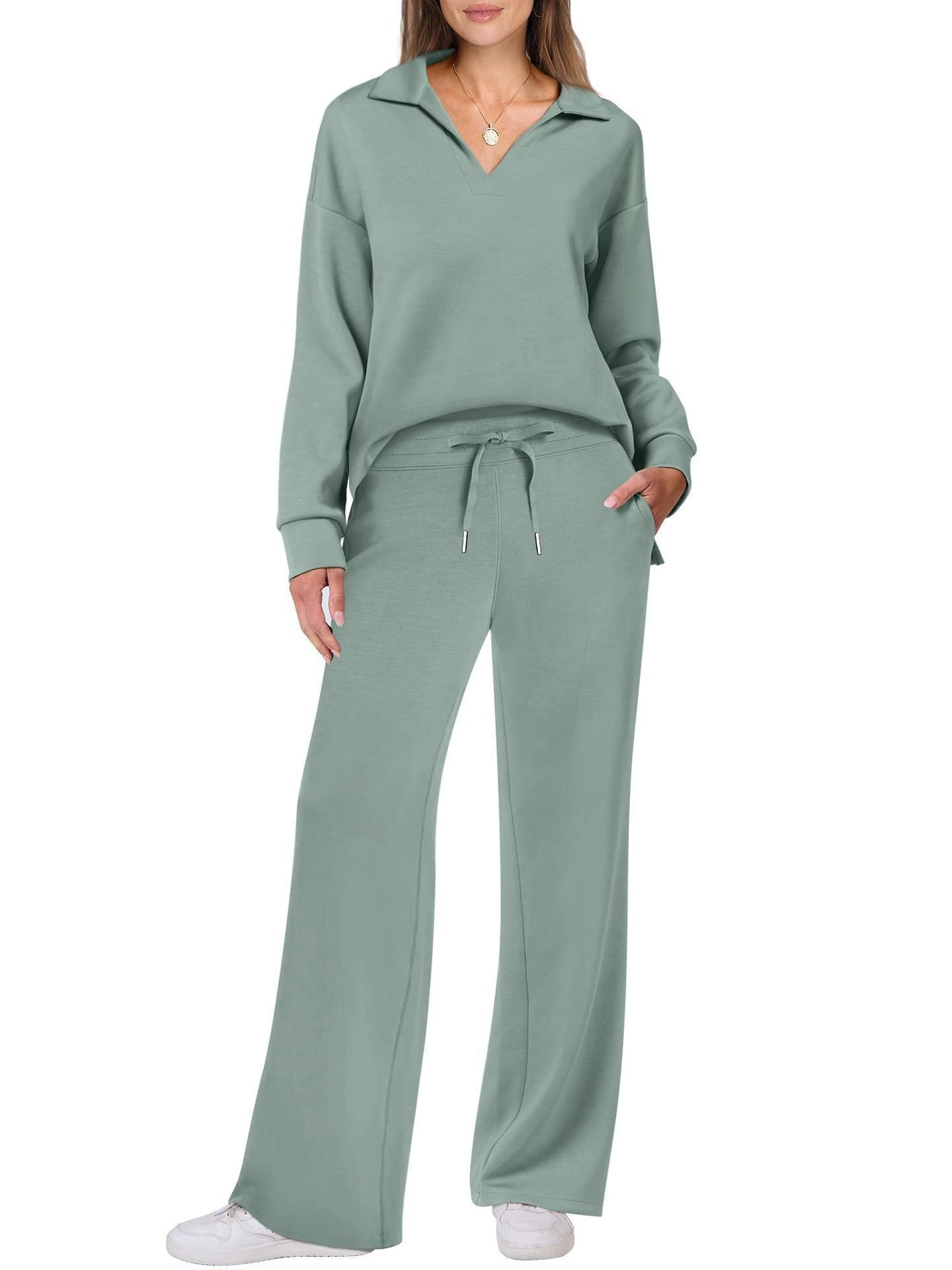 Women’s Two-Piece Suit Set | Zipper Sweater and Pants