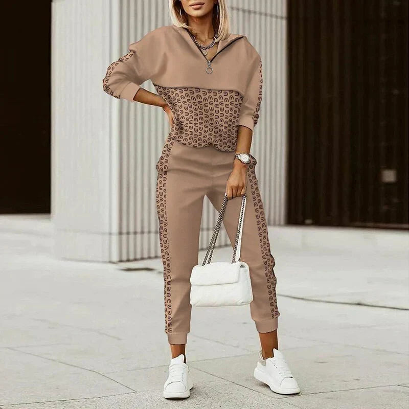 Women’s Patterned Two-Piece Outfit Set | Hoodie and Pants