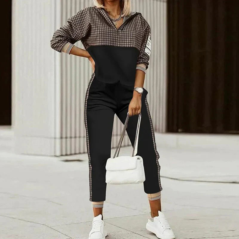 Women’s Patterned Two-Piece Outfit Set | Hoodie and Pants