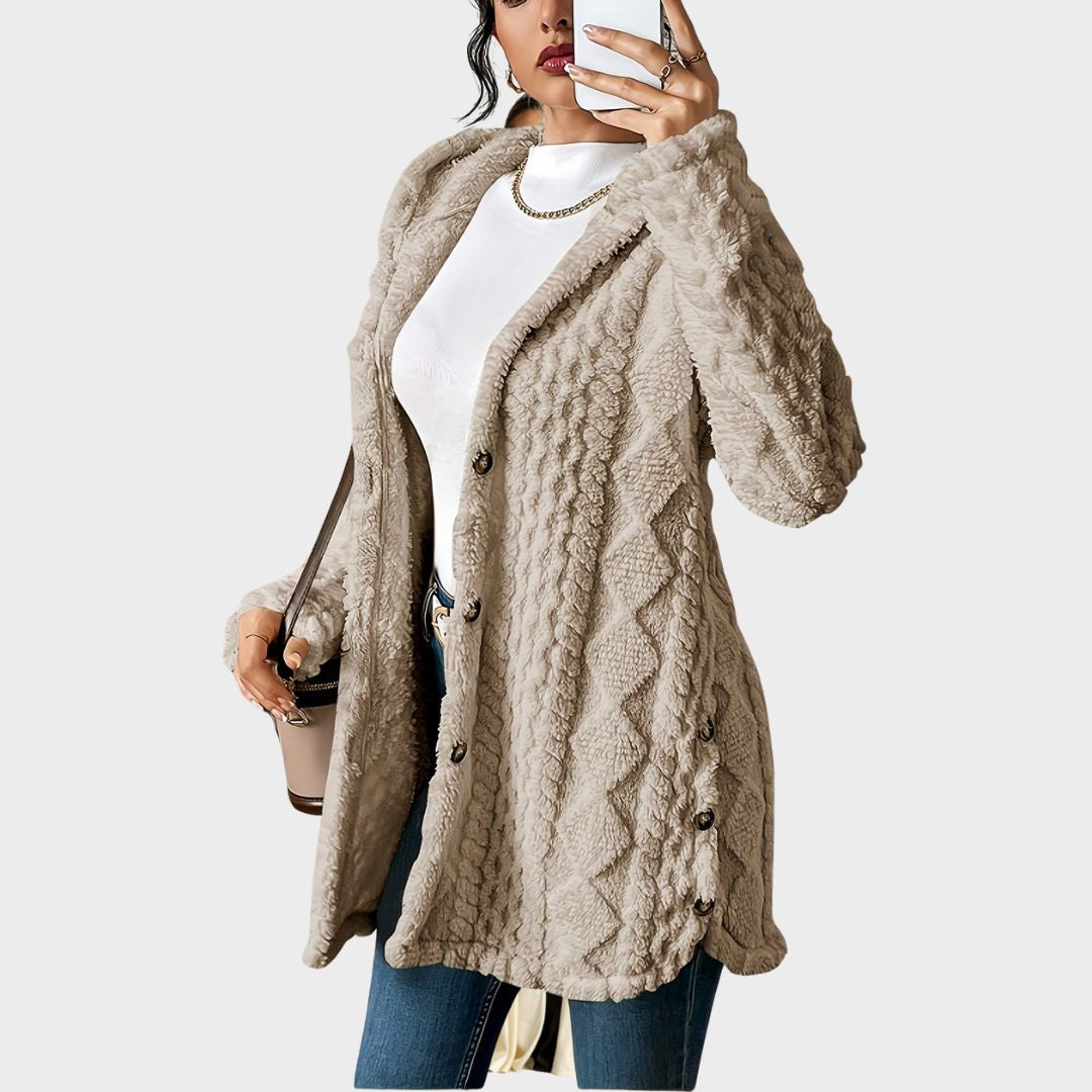 Women's Hooded Cardigan with Soft Texture and Warm Design
