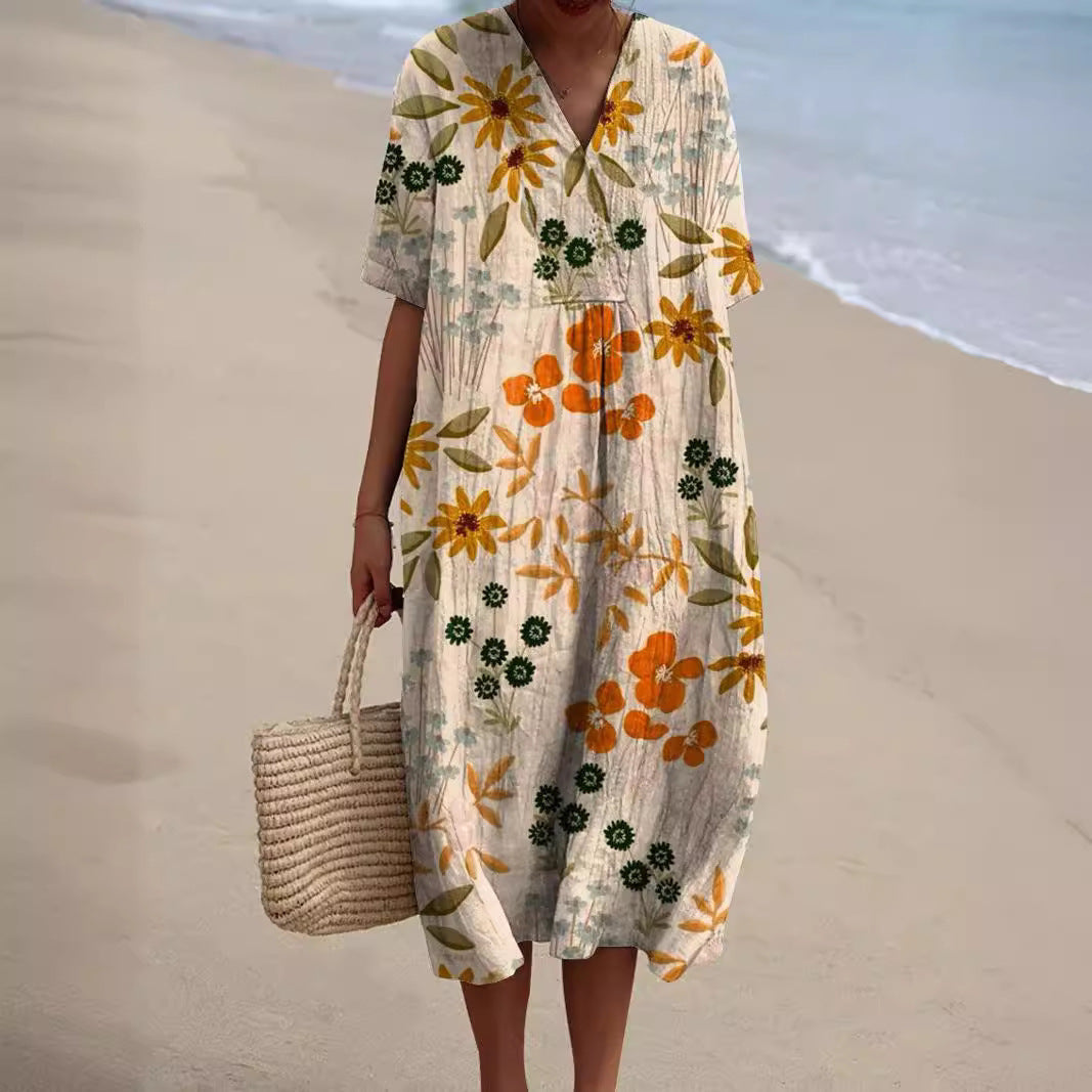 Women’s Colorful Floral Dress | Midi