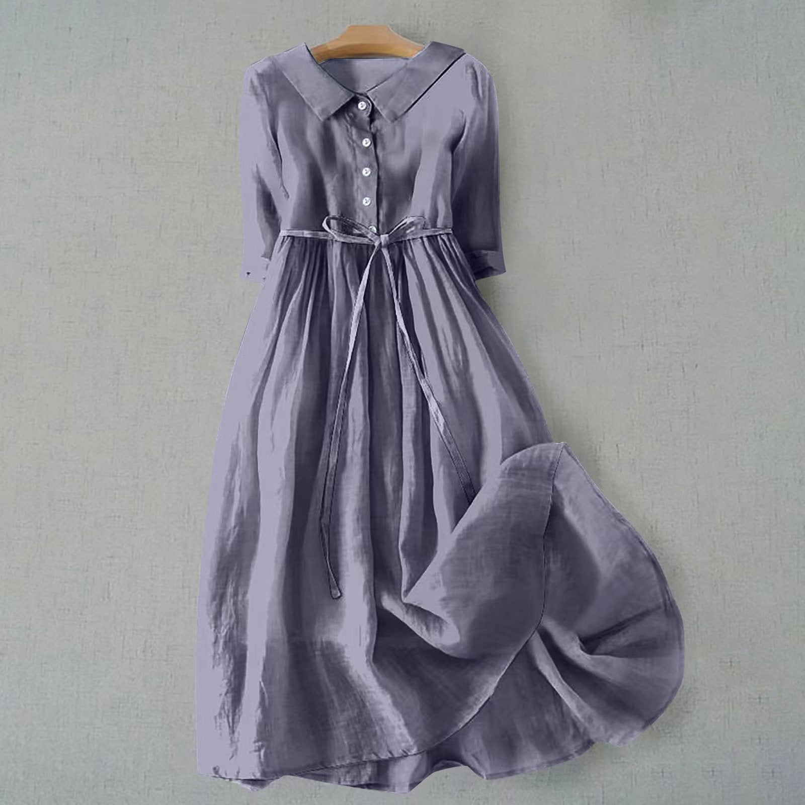 Women's Casual Dress with Short Sleeves and A-Line Cut