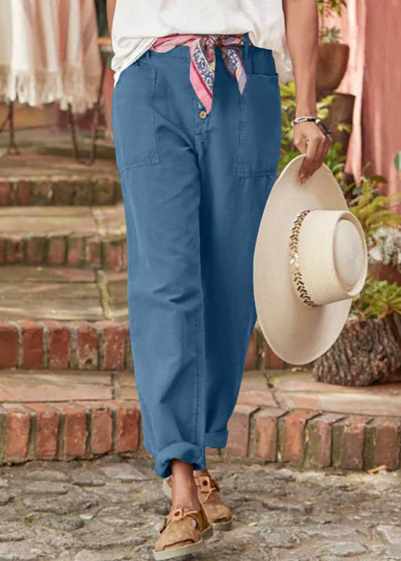 Women's Relaxed Trousers with Wide Leg and Adjustable Waist