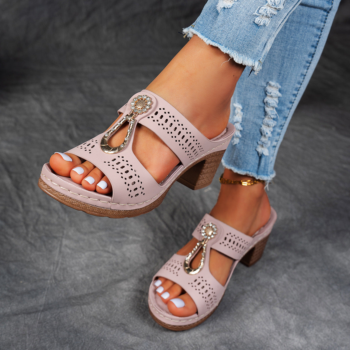 Finley | Women's Orthopedic Rhinestone Flat Sandals