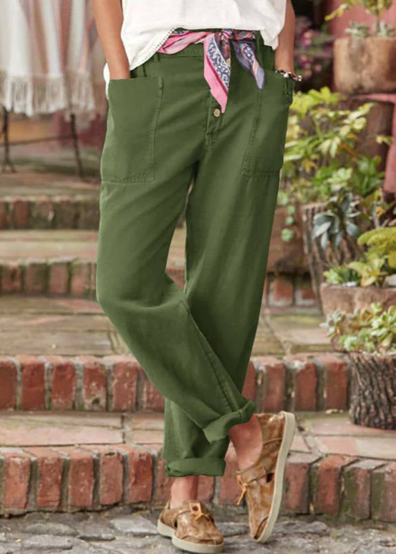 Women's Relaxed Trousers with Wide Leg and Adjustable Waist