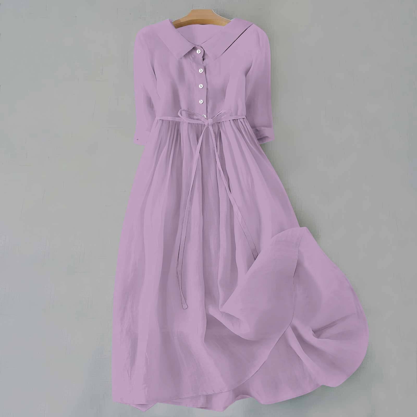 Women's Casual Dress with Short Sleeves and A-Line Cut