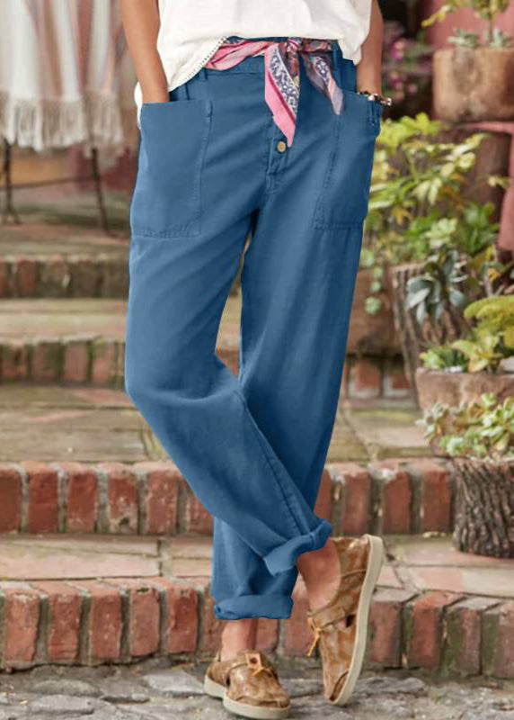 Women's Relaxed Trousers with Wide Leg and Adjustable Waist