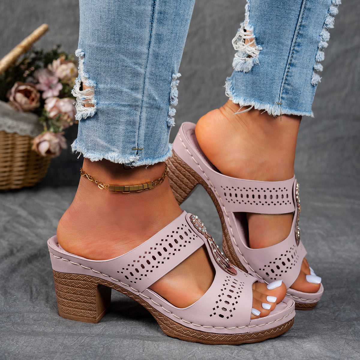 Finley | Women's Orthopedic Rhinestone Flat Sandals