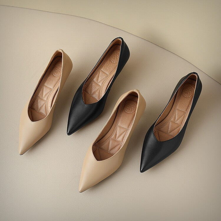 Camille | Women's Pointed Toe Pumps Low Kitten Heel Slip On Shoes