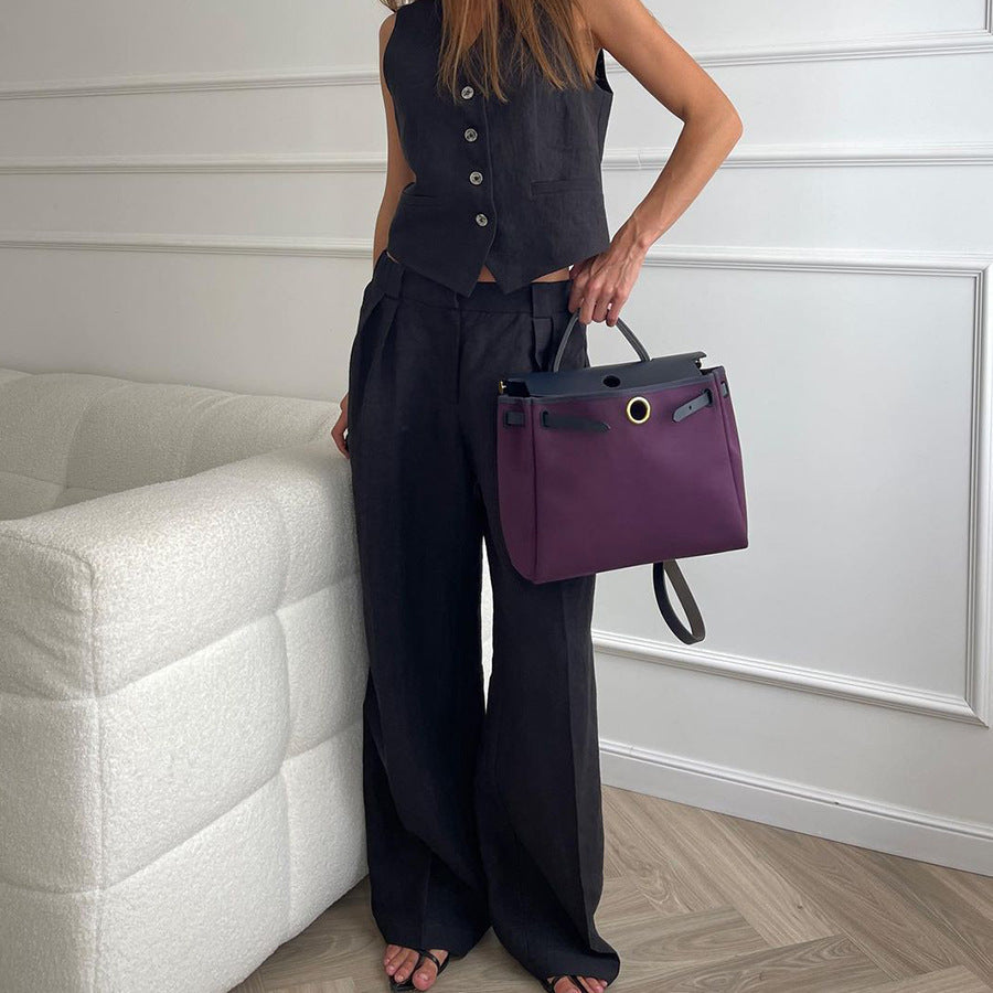 Women’s Two-Piece Set with Vest and Wide Pants | Clean Design