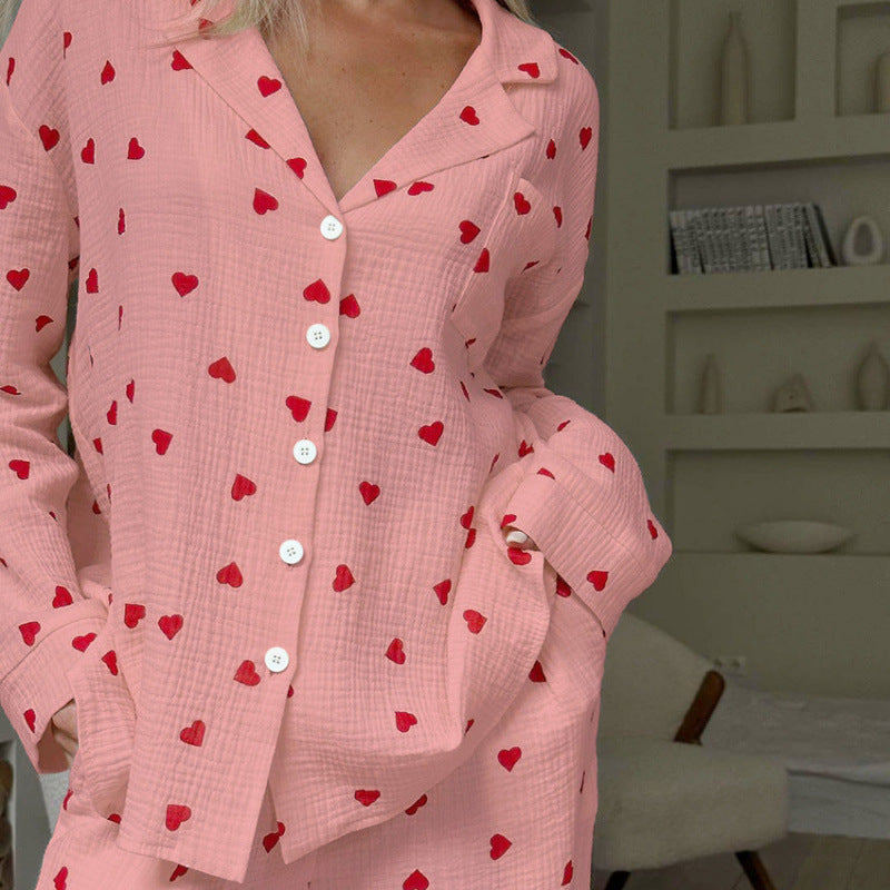 Women’s Pajama Set with Heart Pattern | Two-Piece