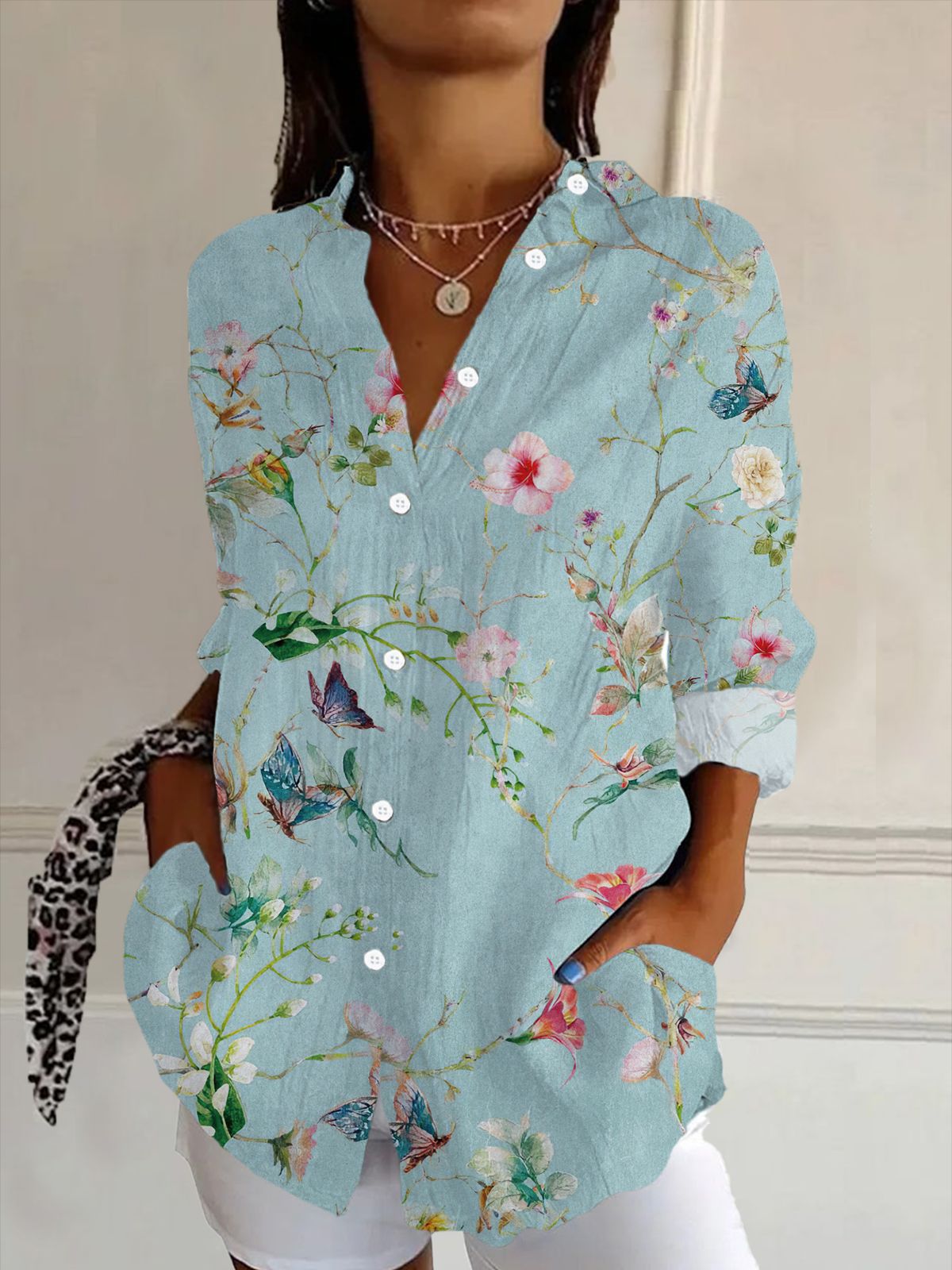 Women’s Shirt | Embossed Floral Design