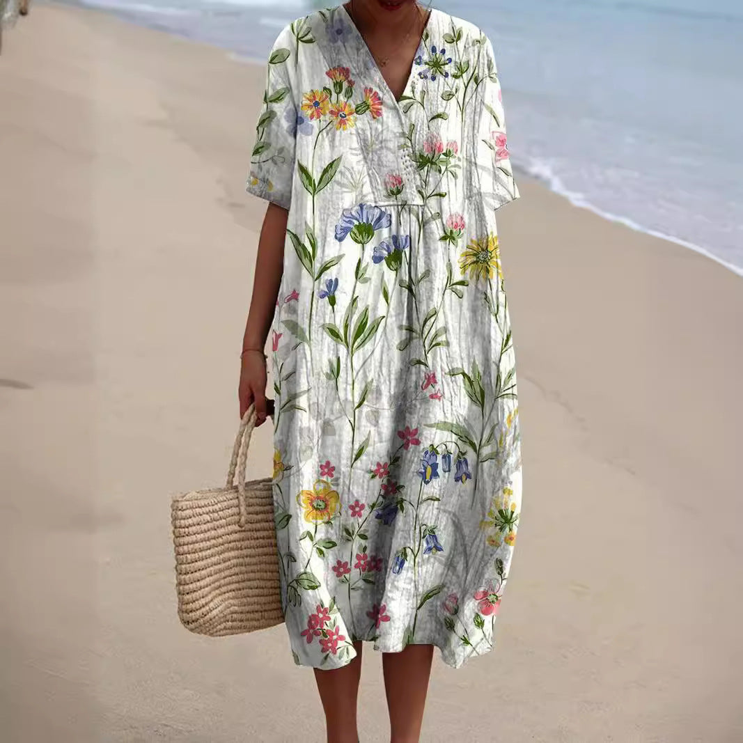 Women’s Colorful Floral Dress | Midi