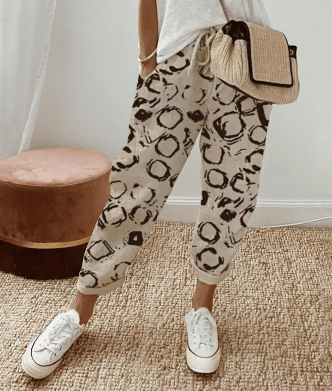 Women's Trousers with Flattering Fit and Printed Design