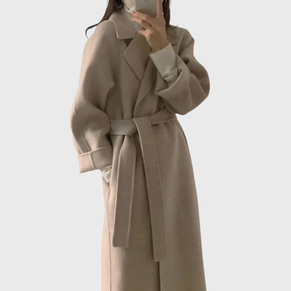 Women's Belted Overcoat with Classic Design and Versatile Style