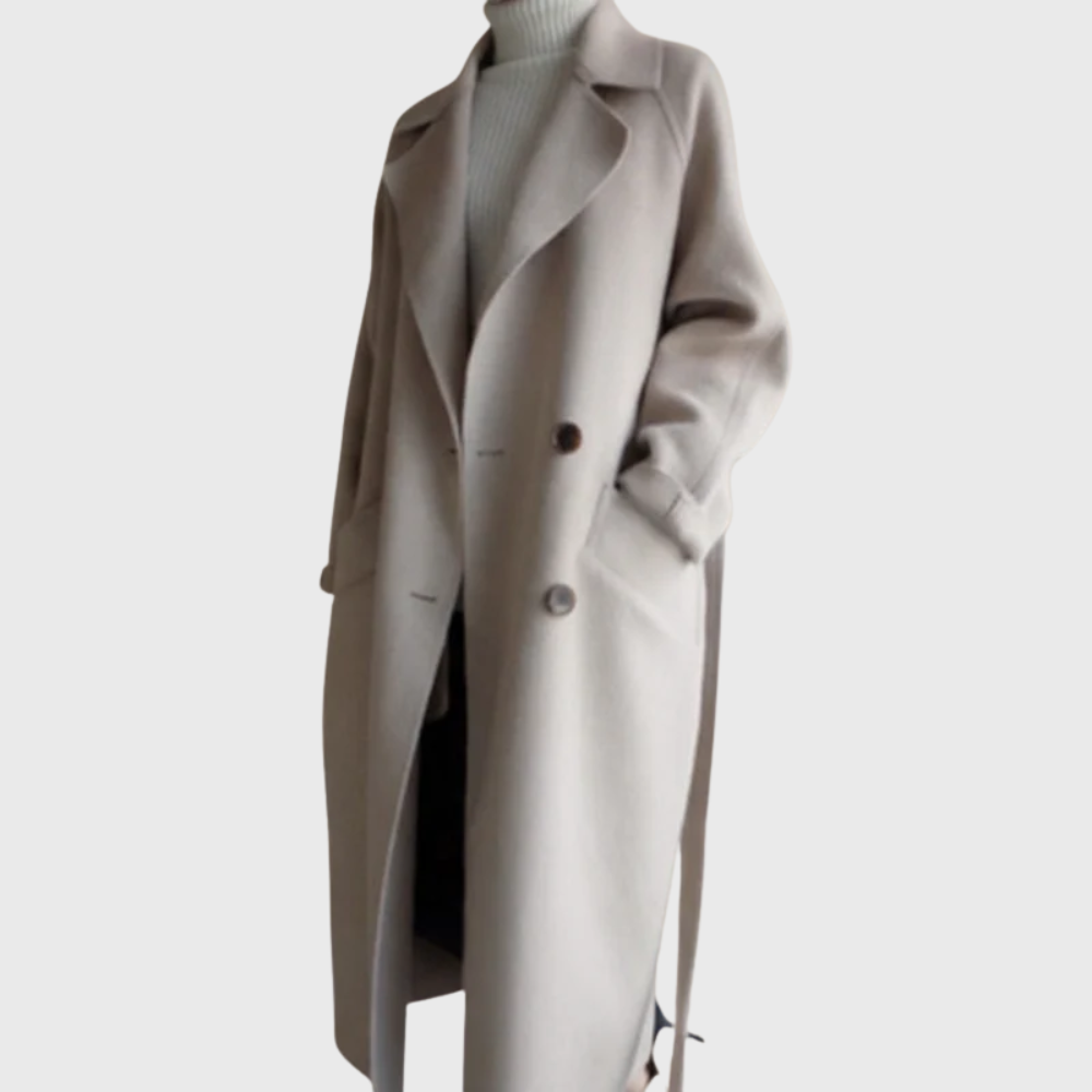 Women's Longline Overcoat with Open Front and Side Pockets