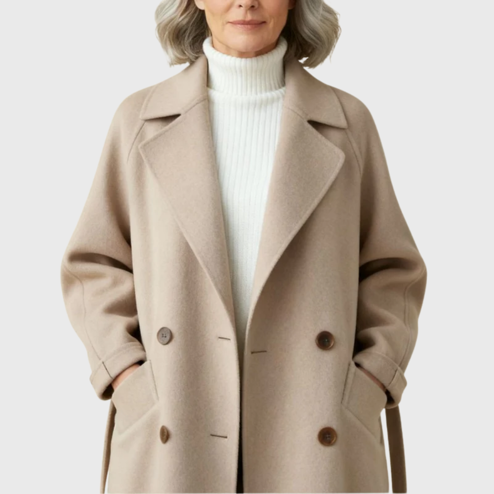 Women's Longline Overcoat with Open Front and Side Pockets
