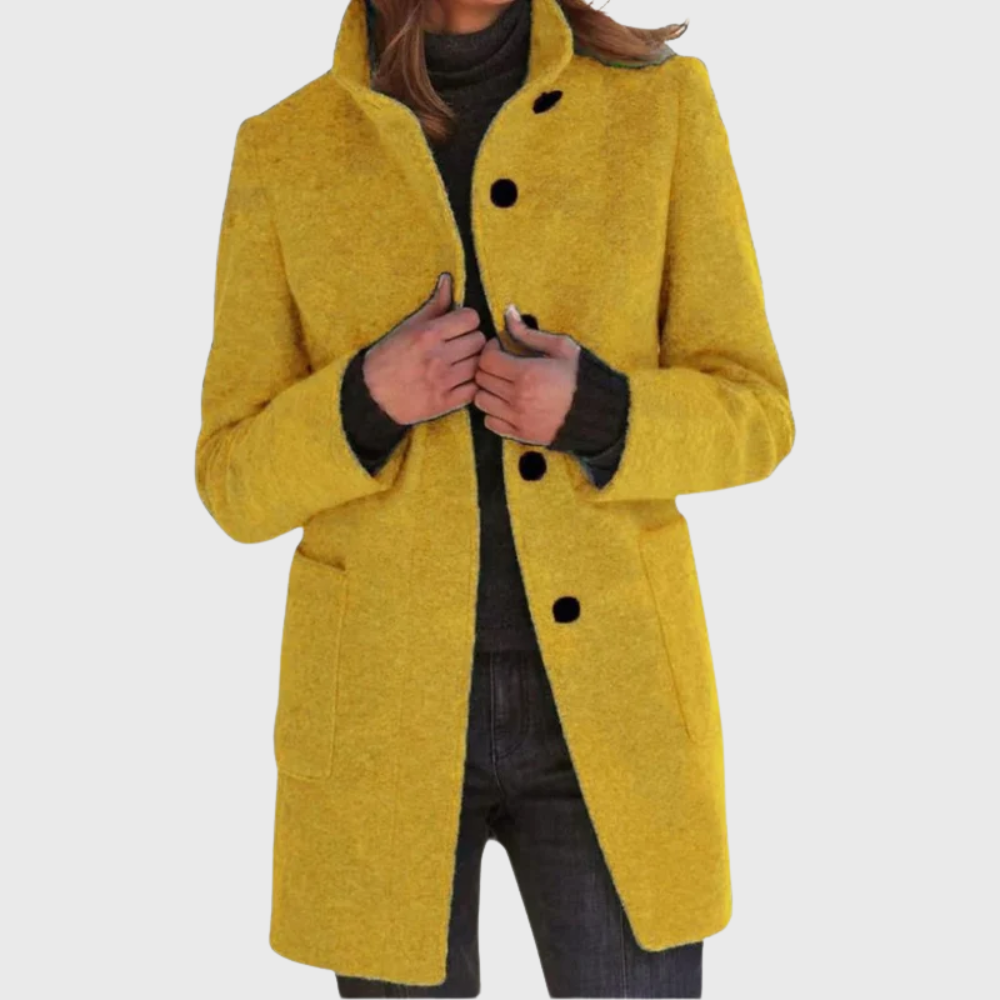 Women's Versatile Overcoat with Classic Design and Functional Pockets