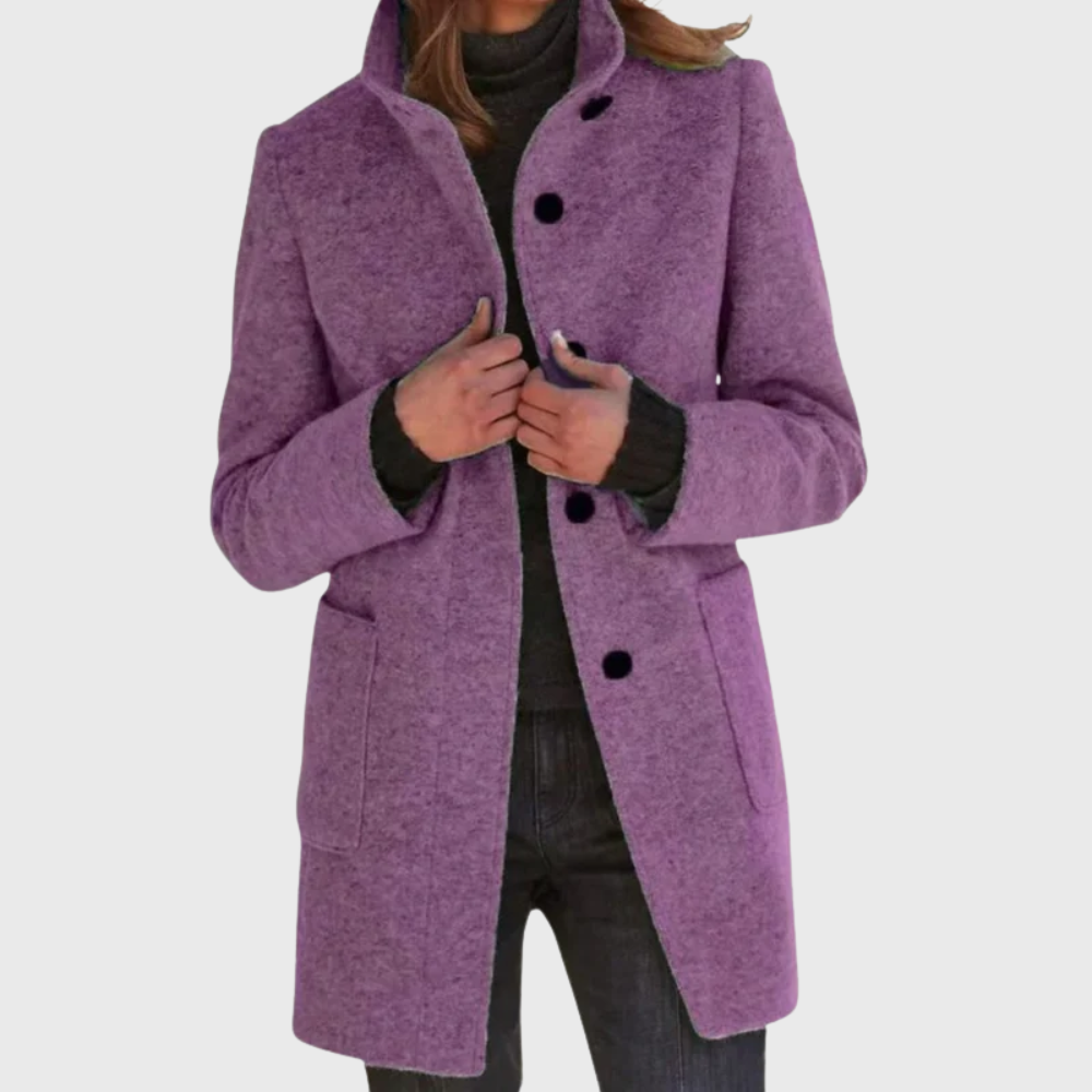 Women's Versatile Overcoat with Classic Design and Functional Pockets