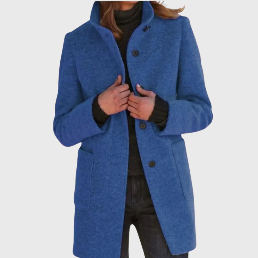 Women's Versatile Overcoat with Classic Design and Functional Pockets