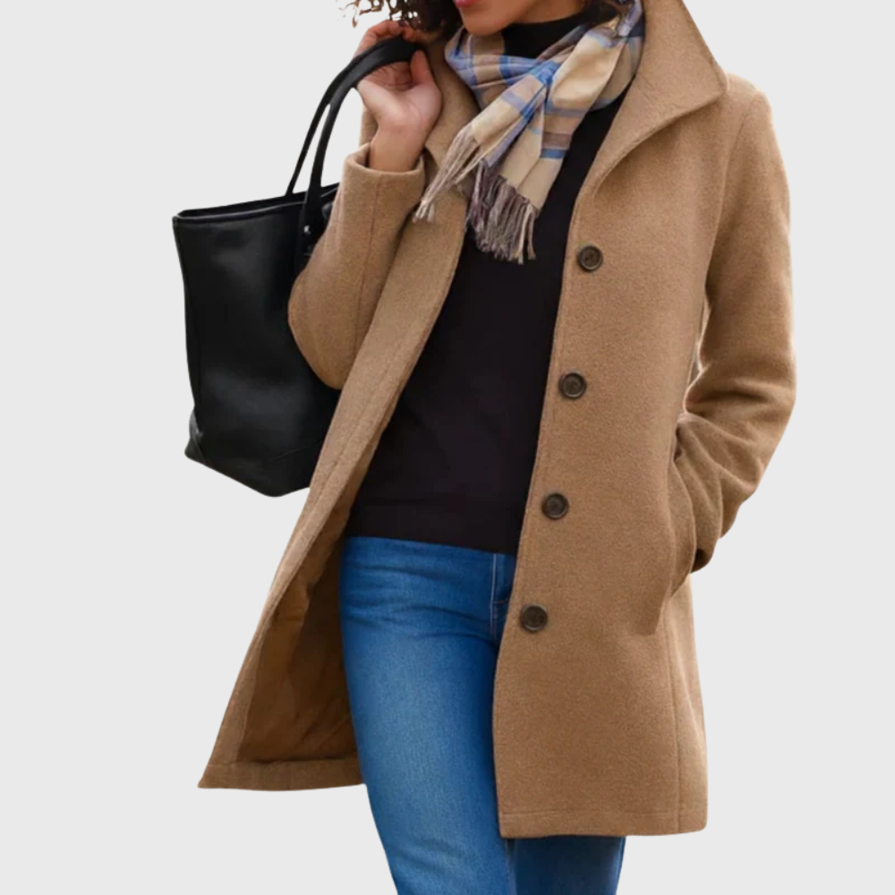 Women's Longline Coat with Open Front and Side Pockets
