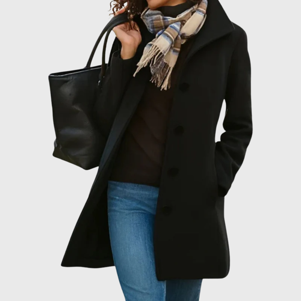 Women's Longline Coat with Open Front and Side Pockets