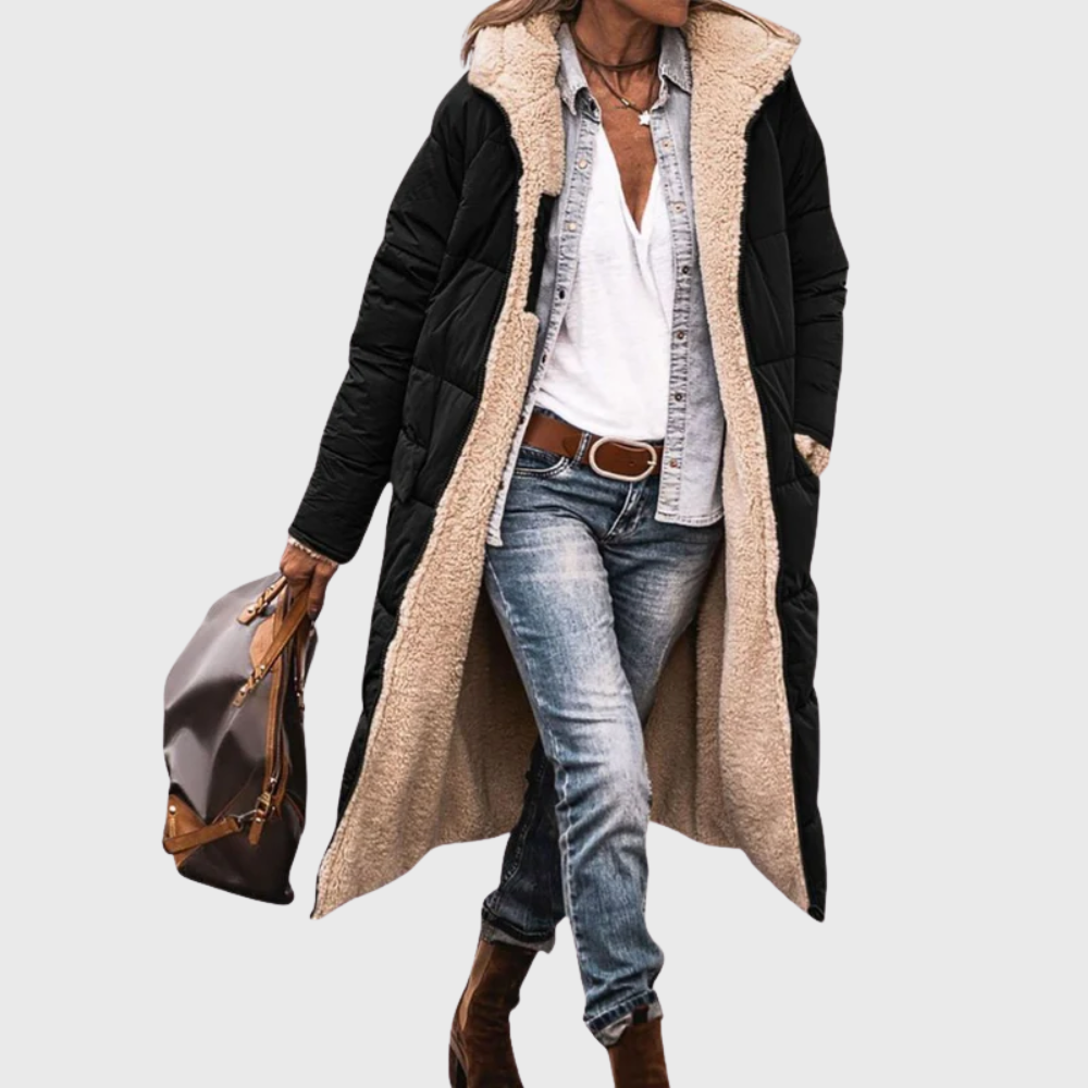 Women's Reversible Puffer Coat with Lined Design and Versatile Style