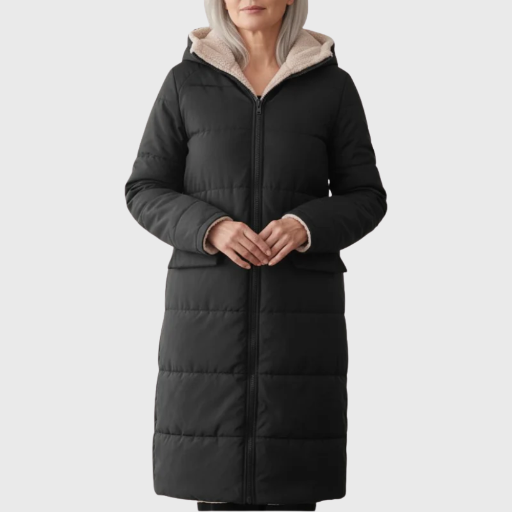 Women's Reversible Puffer Coat with Lined Design and Versatile Style