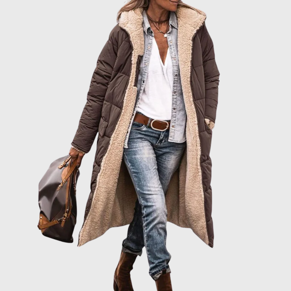 Women's Reversible Puffer Coat with Lined Design and Versatile Style