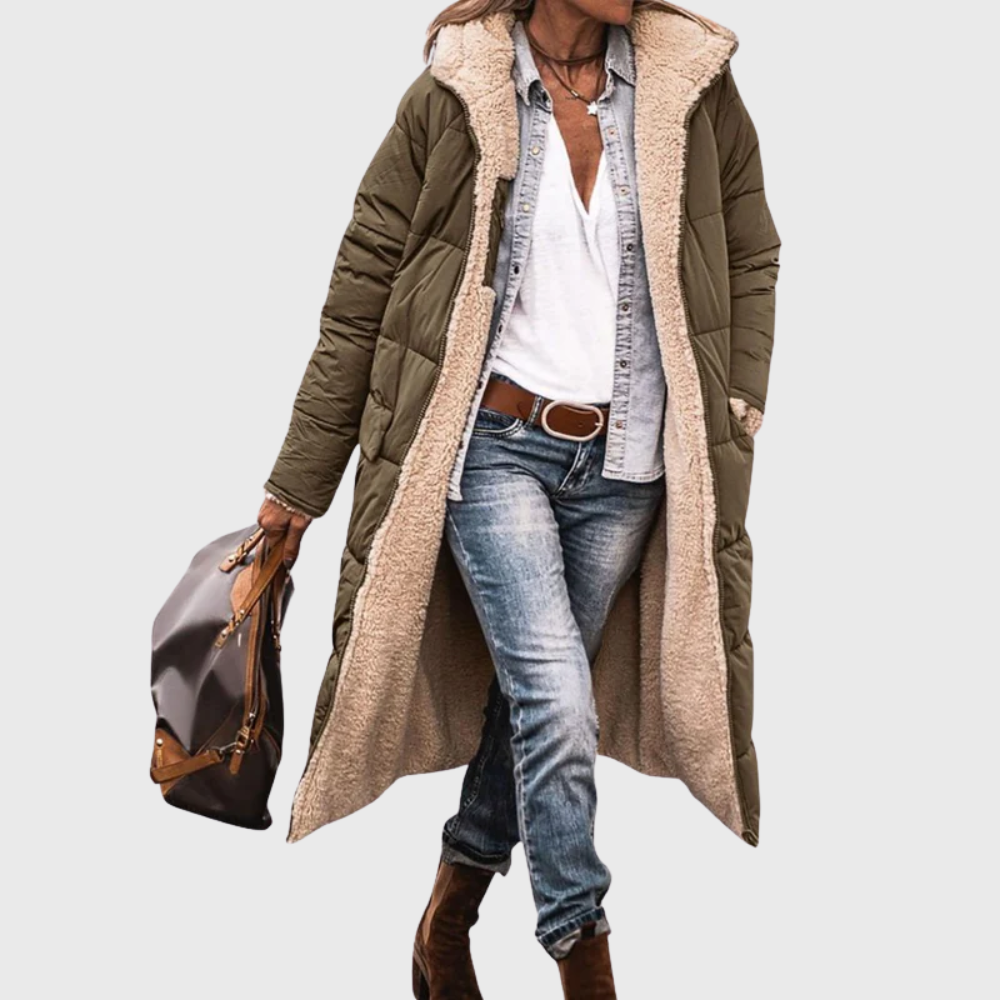 Women's Reversible Puffer Coat with Lined Design and Versatile Style