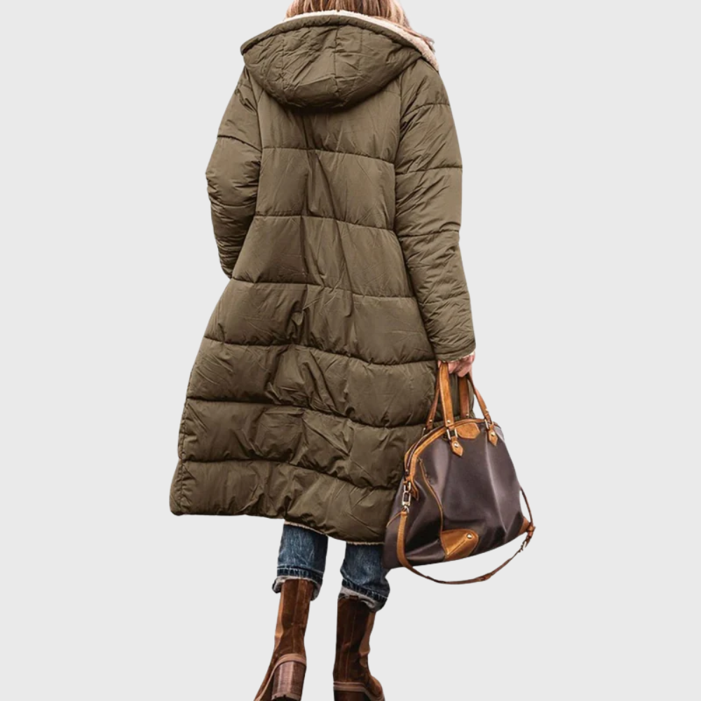 Women's Reversible Puffer Coat with Lined Design and Versatile Style