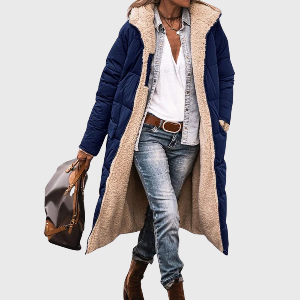 Women's Reversible Puffer Coat with Lined Design and Versatile Style