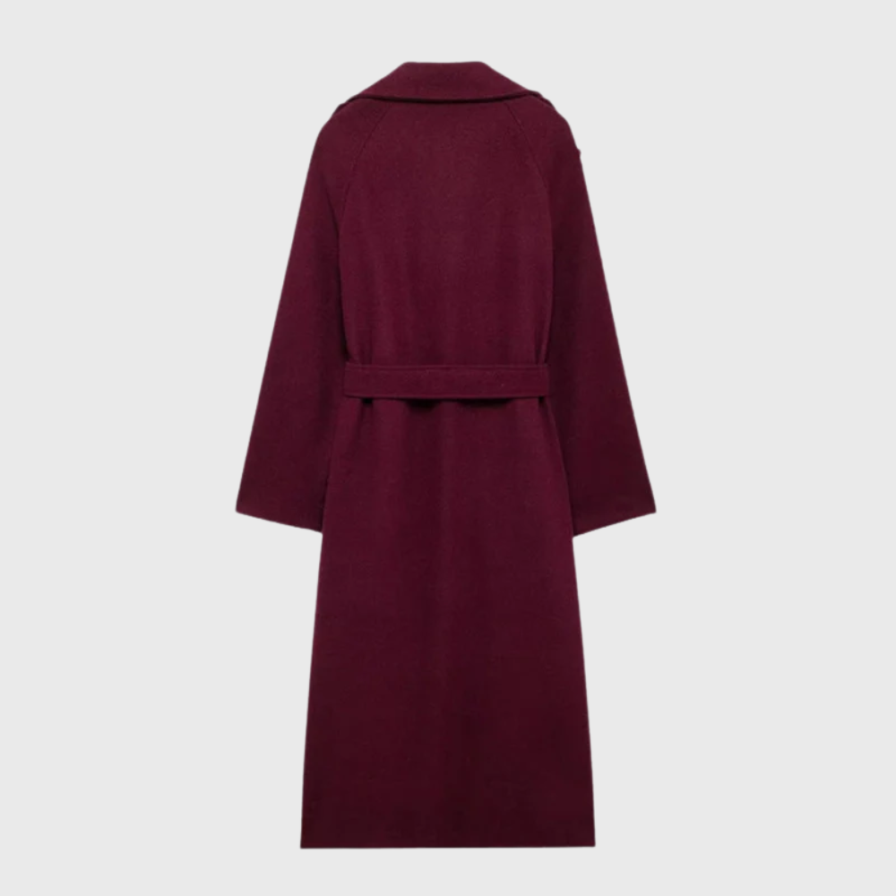 Women's Longline Overcoat with Button Closure and Side Pockets