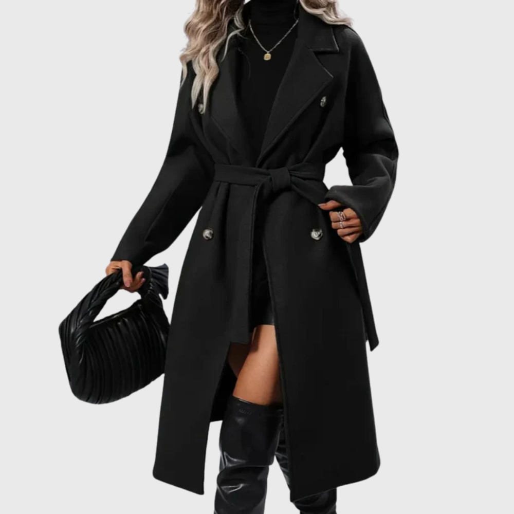 Women's Winter Trench Coat with Longline Design and Warmth