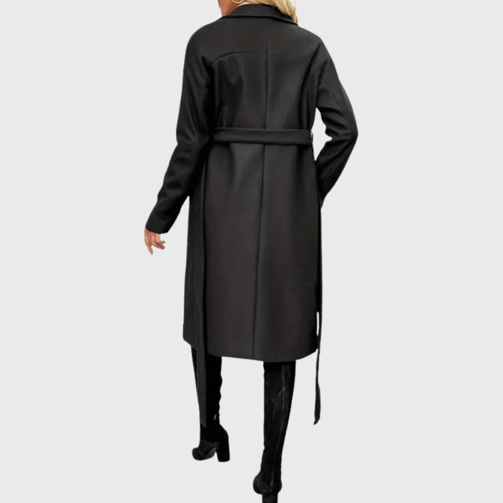 Women's Winter Trench Coat with Longline Design and Warmth