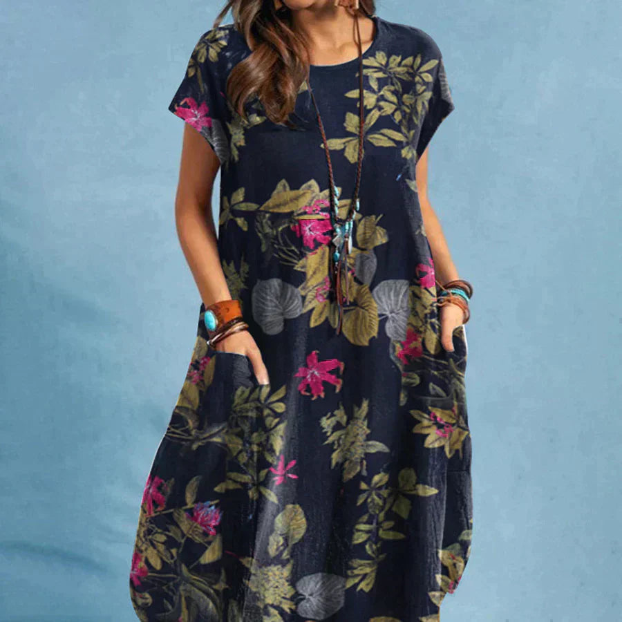 Women's Midi Dress with Side Slit and Fitted Design
